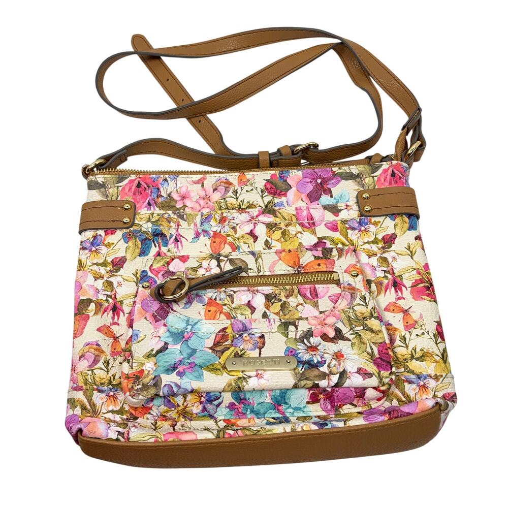 Rosetti floral medium crossbody purse, handbag. Faux leather. 11 x 9. pocketbook
